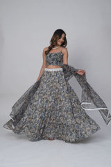 Flower Print Georgette Lehenga set