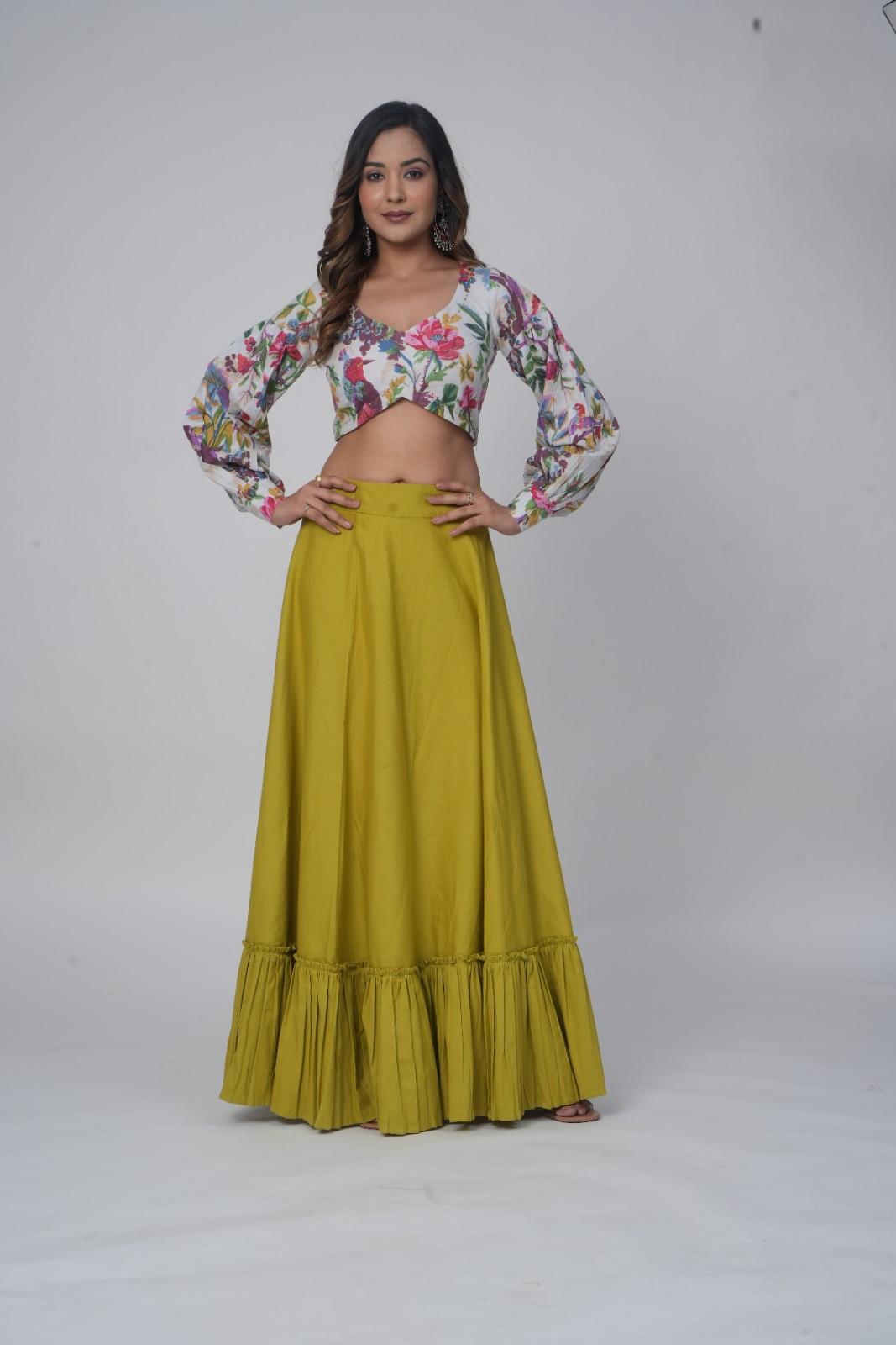 Stylish Floral Print Lehenga Set