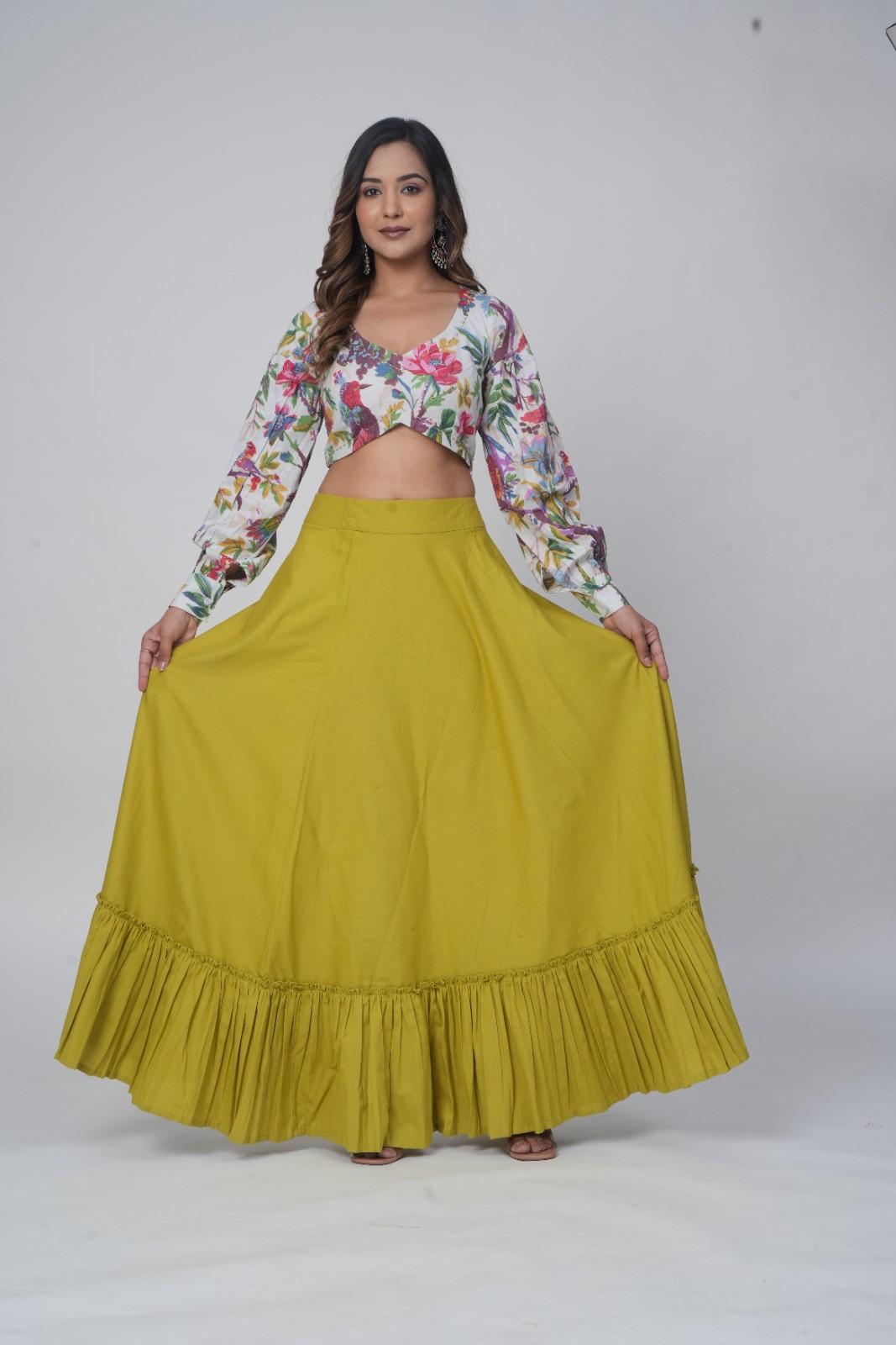Stylish Floral Print Lehenga Set
