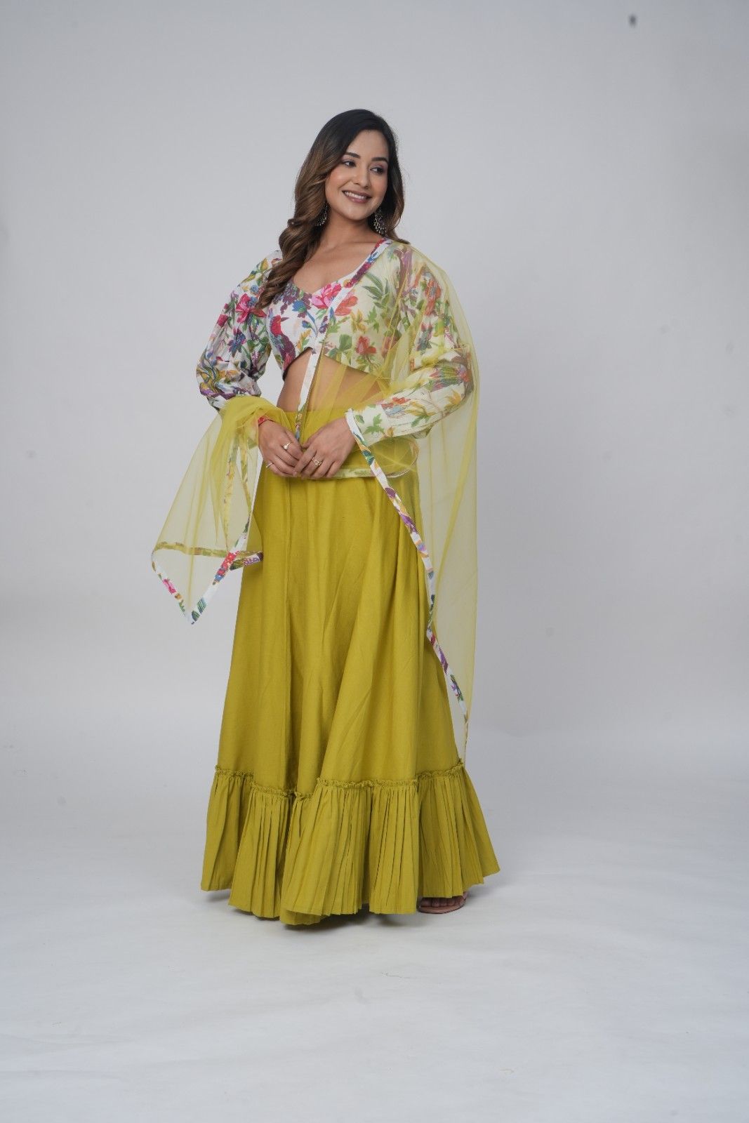 Stylish Floral Print Lehenga Set