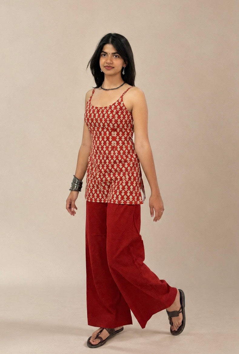 Rust Red Printed Cotton Co-ord Set