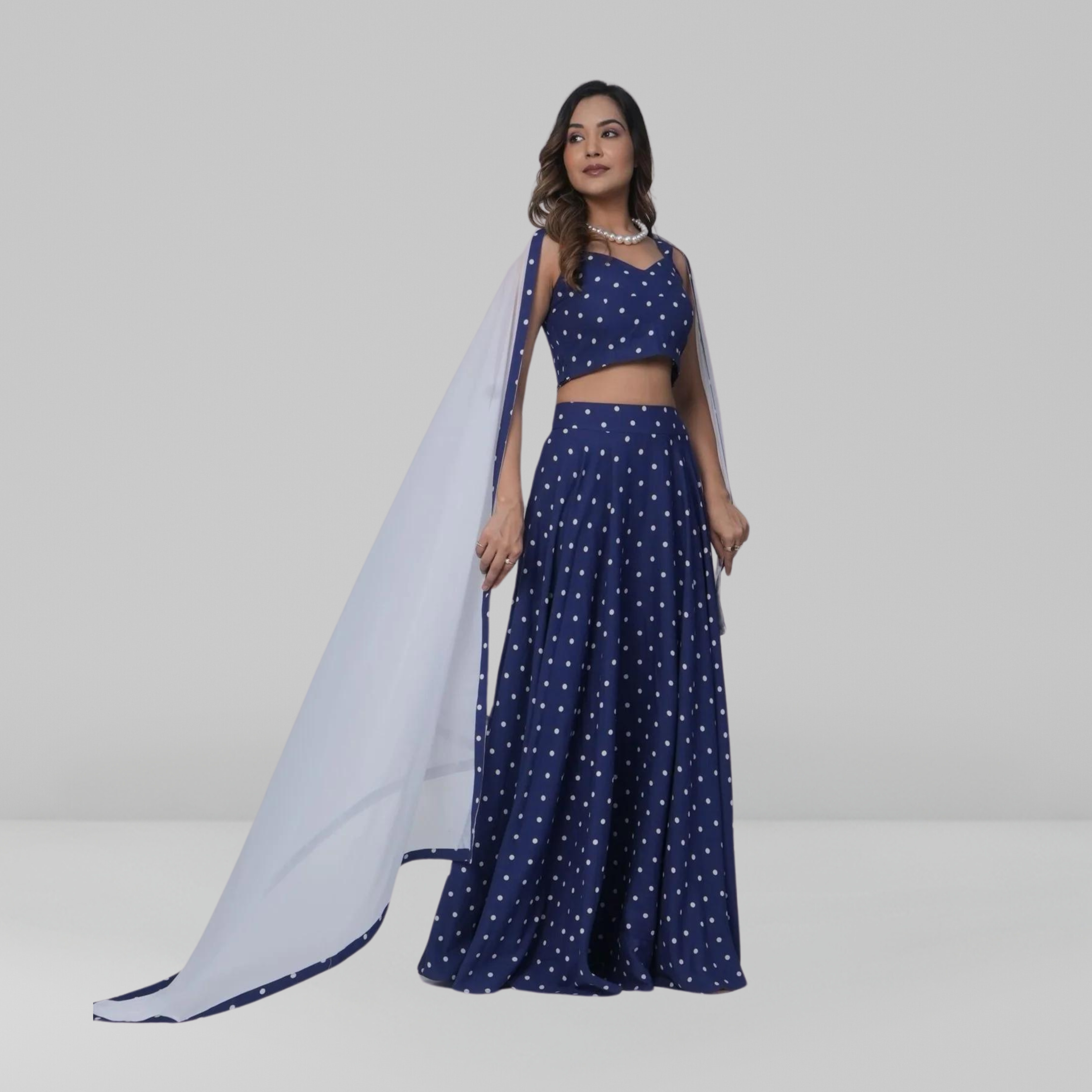 Polka Print Lehenga Set