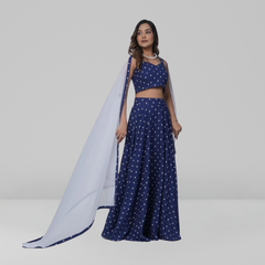 Polka Print Lehenga Set