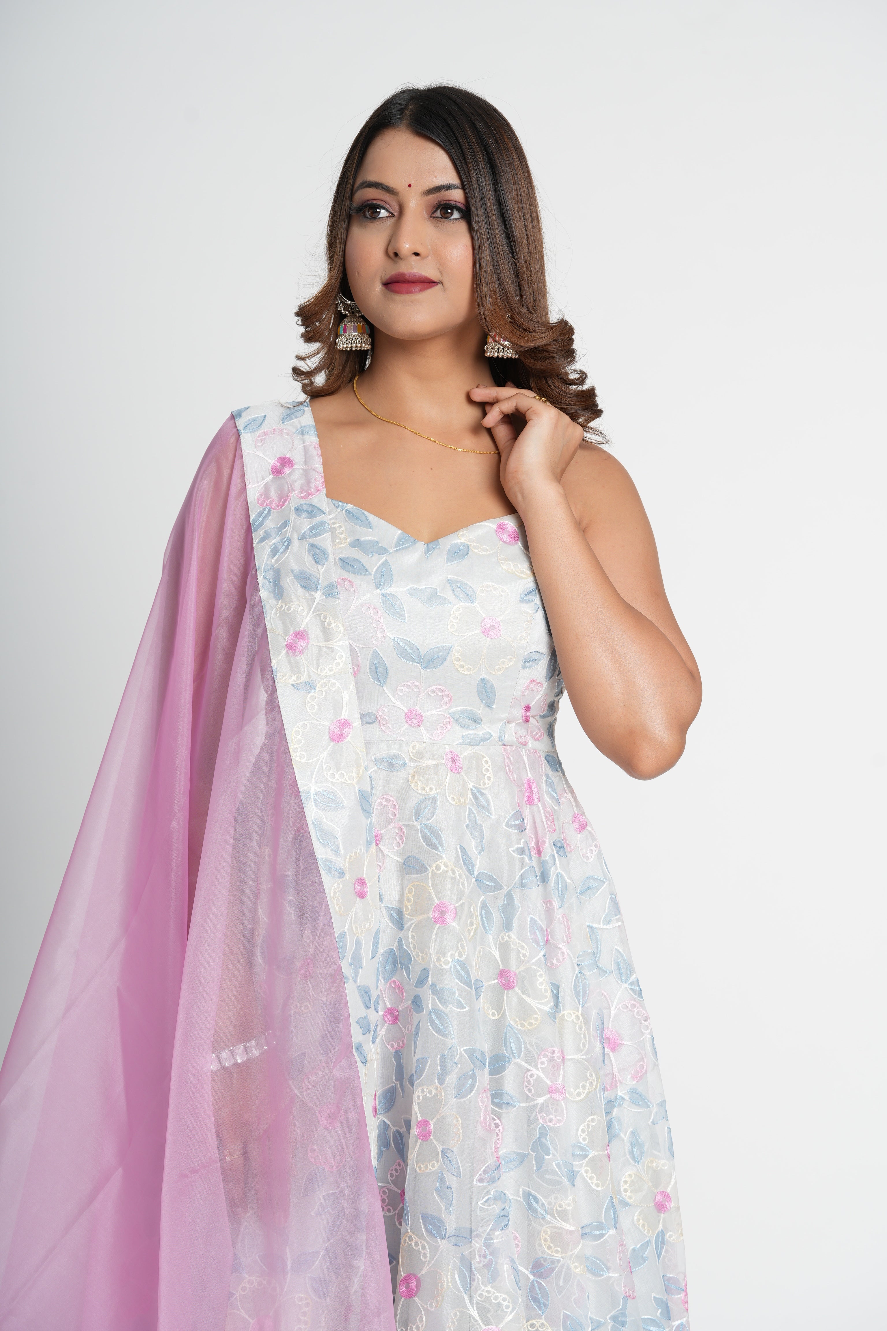 Stylish Organza Anarkali Set