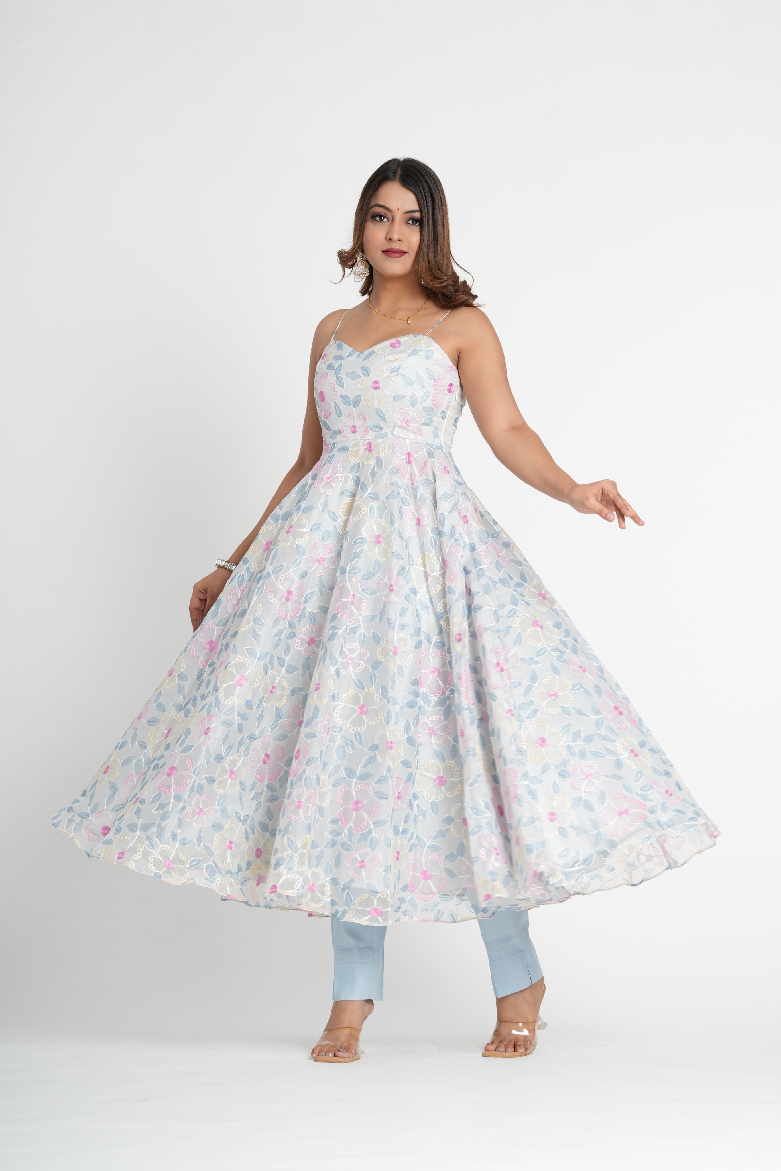 Stylish Organza Anarkali Set