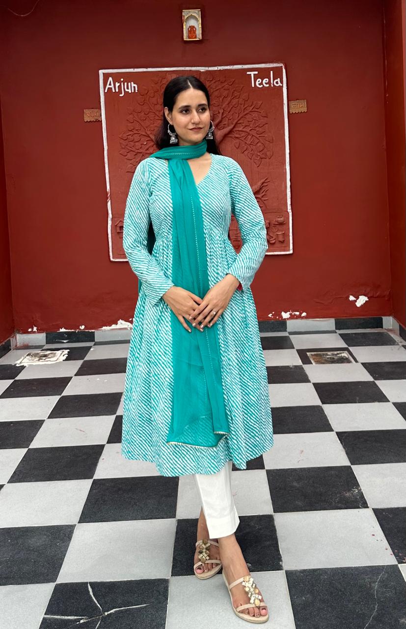 Stylish Blue Suit Set With Dupatta