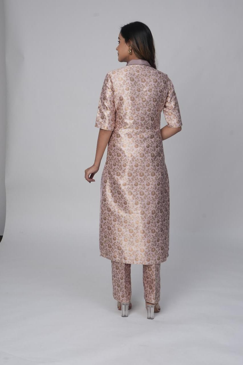 Rose Gold Brocade Kurta Pant