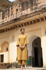 Mustard Embroidered Kurta Pant