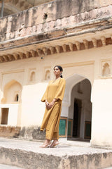 Mustard Embroidered Kurta Pant