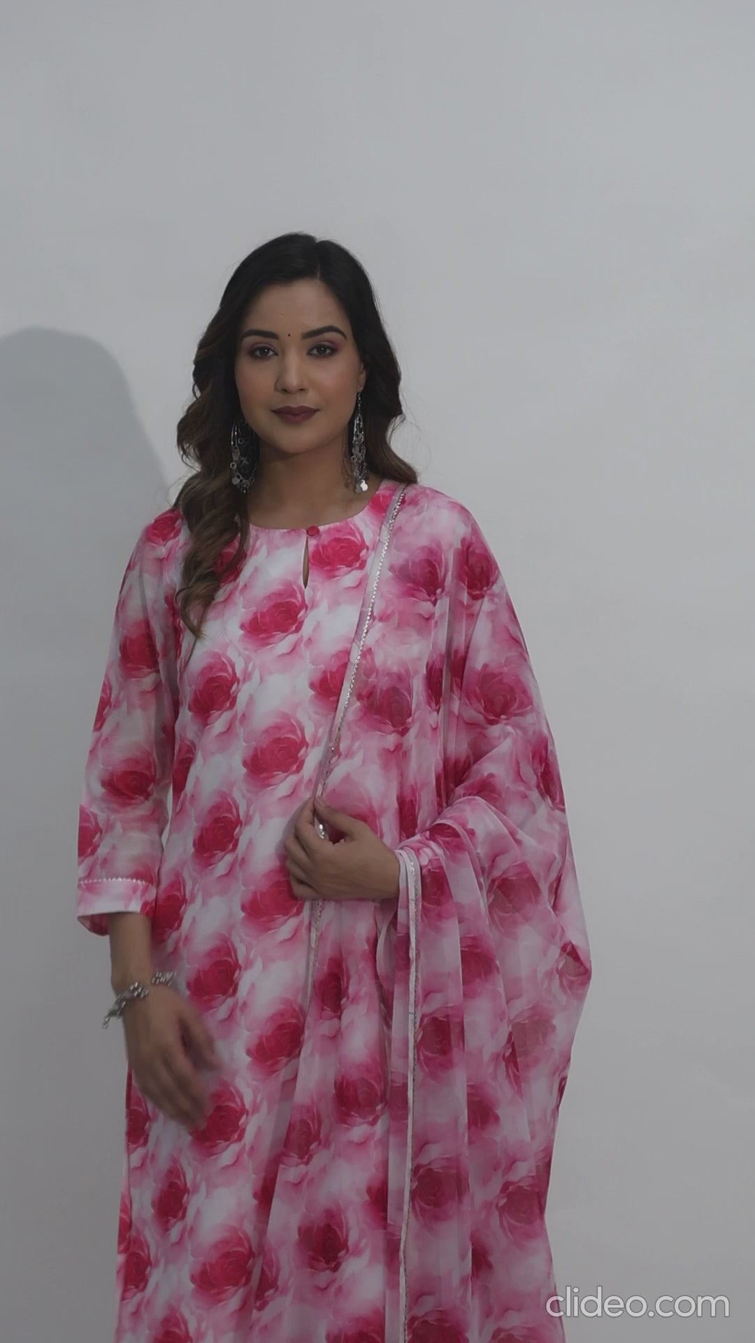 Straight Rose Print Kurta Set